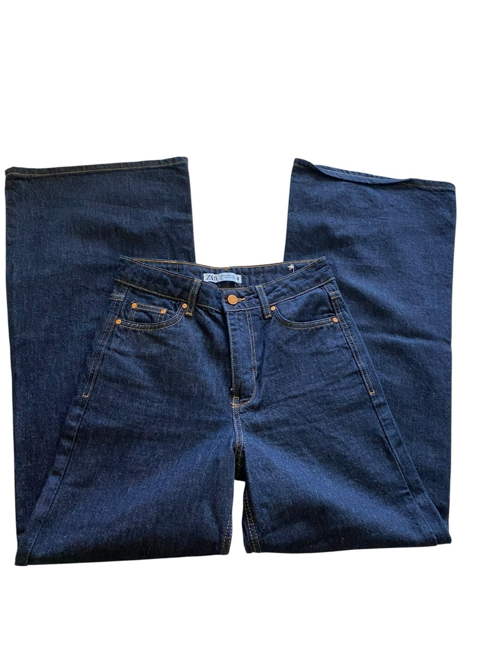 Zara dark blue Straight-Leg flared Women's Jeans